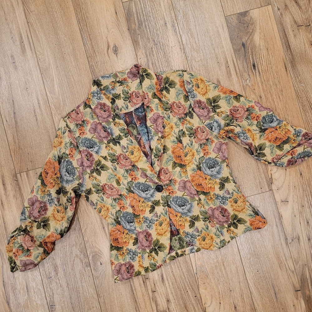Floral Tapestry Blazer Jacket - Multicolor